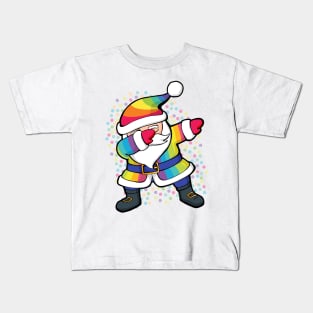 Rainbow Dabbing Santa Kids T-Shirt